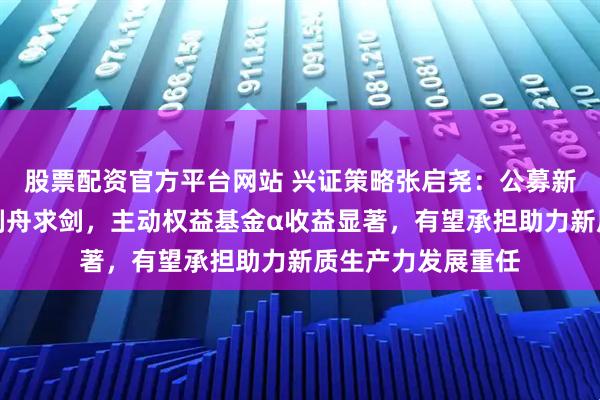 股票配资官方平台网站 兴证策略张启尧：公募新规影响不能简单刻舟求剑，主动权益基金α收益显著，有望承担助力新质生产力发展重任