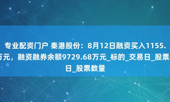 专业配资门户 秦港股份：8月12日融资买入1155.11万元，融资融券余额9729.68万元_标的_交易日_股票数量
